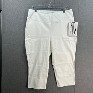 Women with Control Prime Stretch Denim Petite Crop Pants White, Petite X-Large